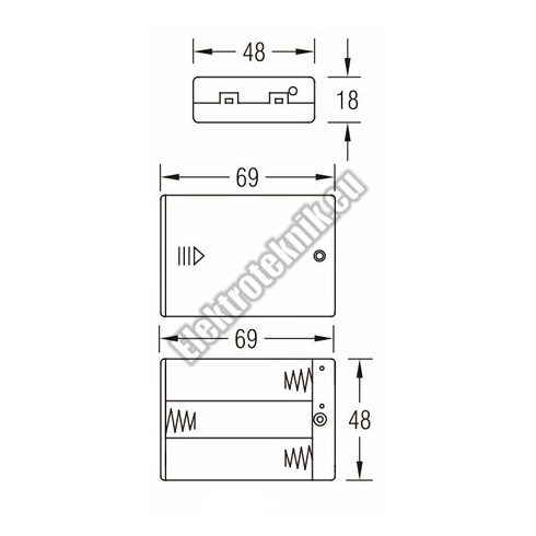 2147L 3-as AA elemtartó beépített kapcsolóval 