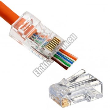   5003A EZ-RJ45 moduláris dugó átmenő 8P8C CAT5e UTP tömör erű kábelre