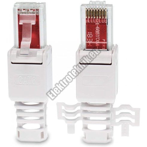 5003D RJ45 szerszám nélkül szerelhető moduláris dugó 8P8C CAT6, CAT7 UTP tömör erű kábelre
