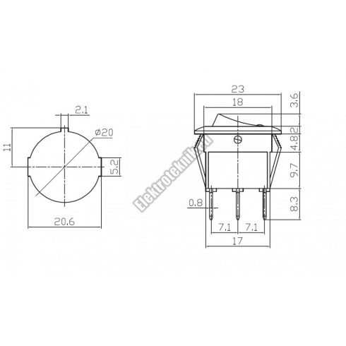  5430BL 1ák.3p.2áll.Billenő kapcsoló.12V/16A.Kék LED világítással. 		