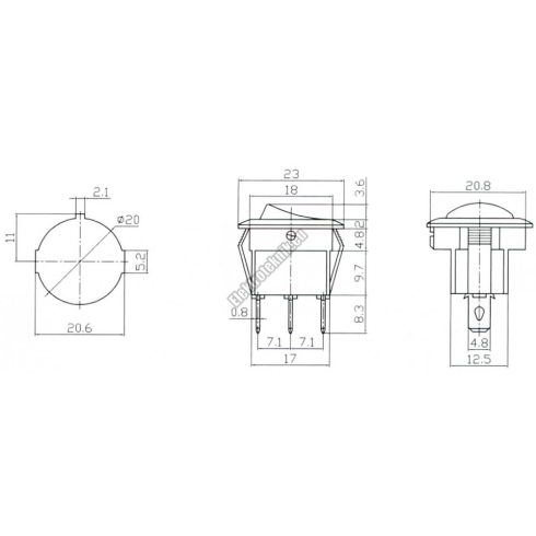 5431GR 1ák.3p.2áll.Világító billenő kapcsoló.12V/16A.Zöld világítással. 