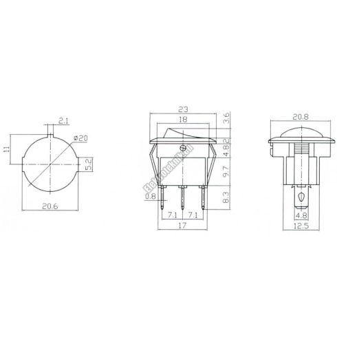 5431RD 1ák.3p.2áll.Világító billenő kapcsoló.12V/16A.Piros világítással. 