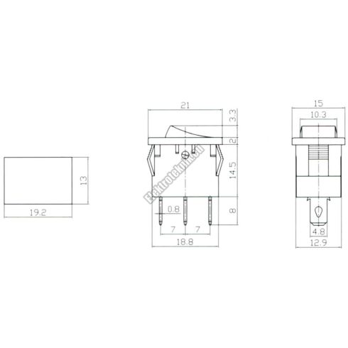 5436RD 1ák.3p.2áll.Világító billenő kapcsoló.12V/15A.Piros világítással. 