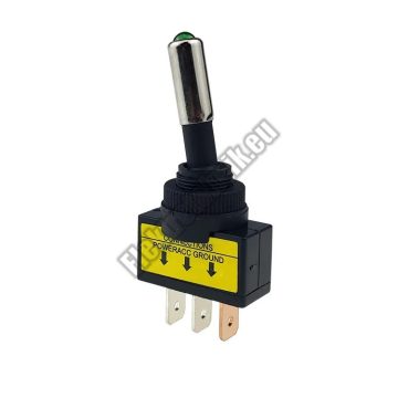   5479GR 1ák.3p.2áll.Világító karos kapcsoló.12V/20A.Zöld LED világítással. 