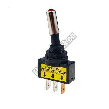   5479RD 1ák.3p.2áll.Világító karos kapcsoló.12V/20A.Piros LED világítással. 