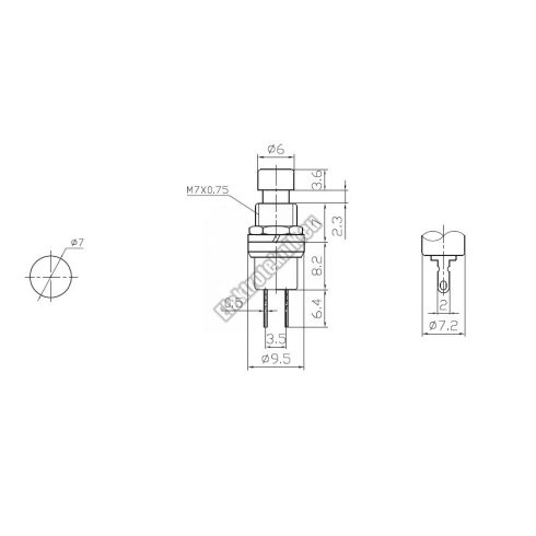5505GZ 1ák.2p.Nyomógomb záró.250V/1A.OFF-(ON). 