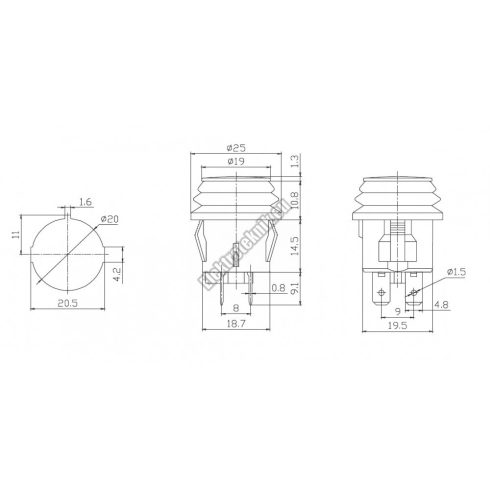 5511 1ák.2p. Vízálló nyomókapcsoló 250V/6A.ON-OFF. 
