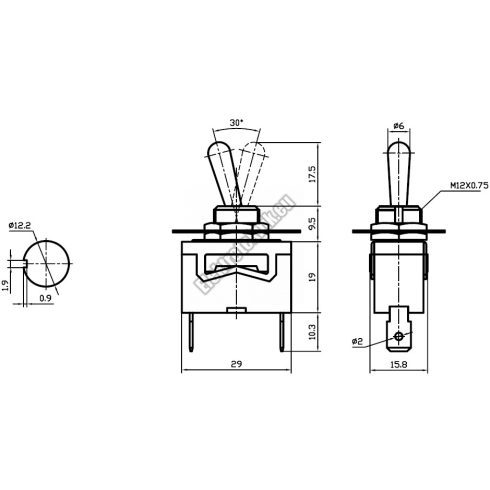 5515A 1ák.2p.2áll.Karos kapcsoló.250V/15A.