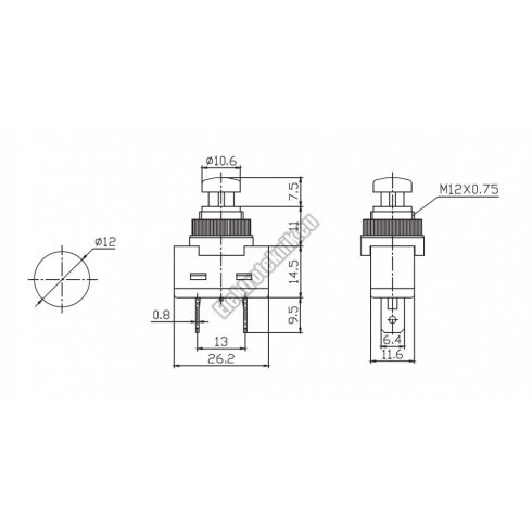 5518 1ák.2p.Nyomógomb záró.12V/20A.OFF-(ON). 