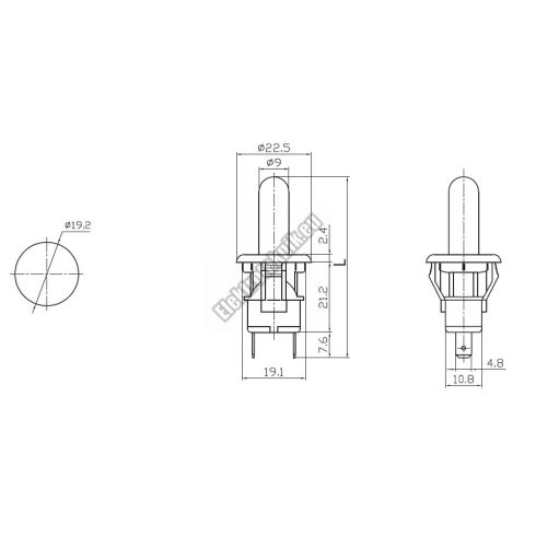 5519 1ák.2p.Nyomógomb nyitó.250V/2.5A.ON-(OFF). 