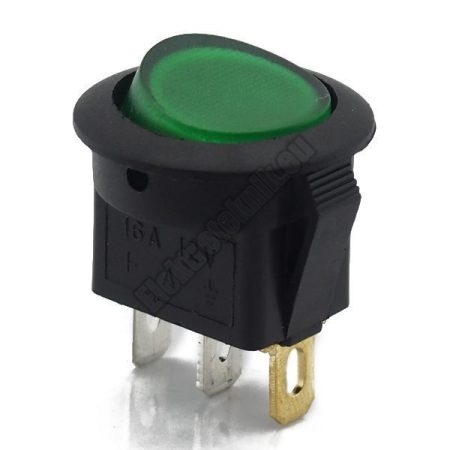 5551GR 1ák.3p.2áll.Világító billenő kapcsoló.12V/16A.Zöld világítással.