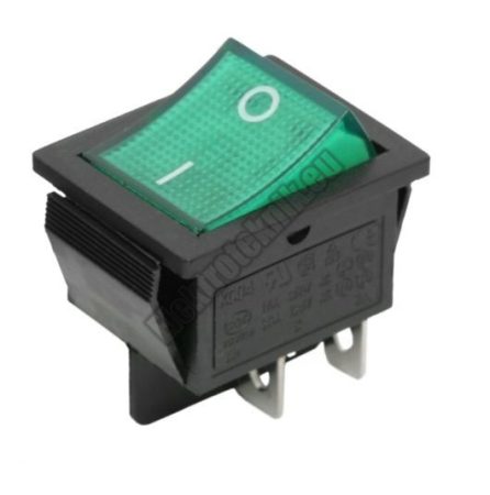 5587GR 2ák.4p.2áll.Világító billenő kapcsoló.250V/15A.Zöld világítással.
