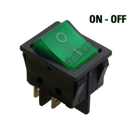 5588-C 2ák.4p.2áll.Világító billenő kapcsoló.250V/15A.Zöld világítással.