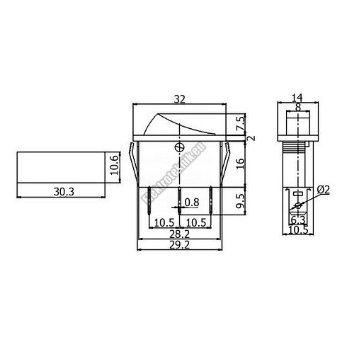 5594GR 1ák.3p.2áll.Világító billenő kapcsoló.12V/20A.Zöld világítással. 