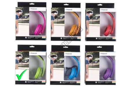 80127GR Fejhallgató kerek, gumírozott POLAROID zöld