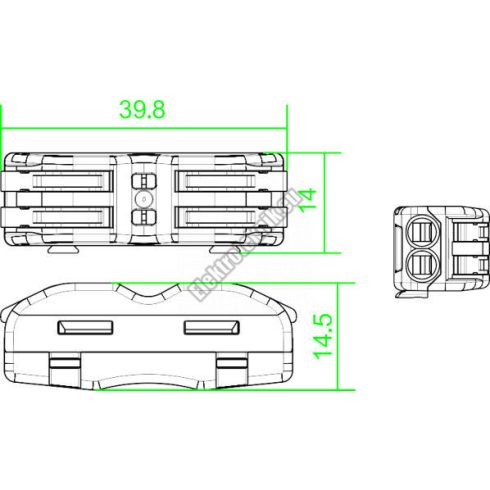 C102-2 Oldható vezeték összekötő 2X2 pólusú.