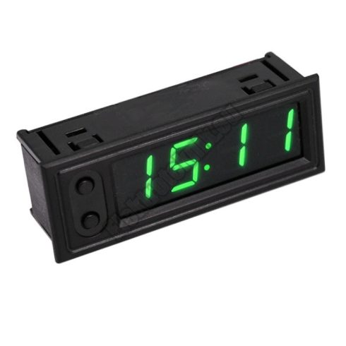 D013GR Digitális feszültségmérő, hőmérő, óra zöld
