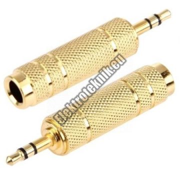   E002 JACK átalakító 3,5mm sztereo JACK dugó - 6,3mm sztereo JACK aljzat.