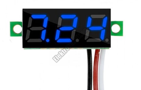 E227BL Mini digitális feszültségmérő kék 3.2-30V (3 vezetékes)