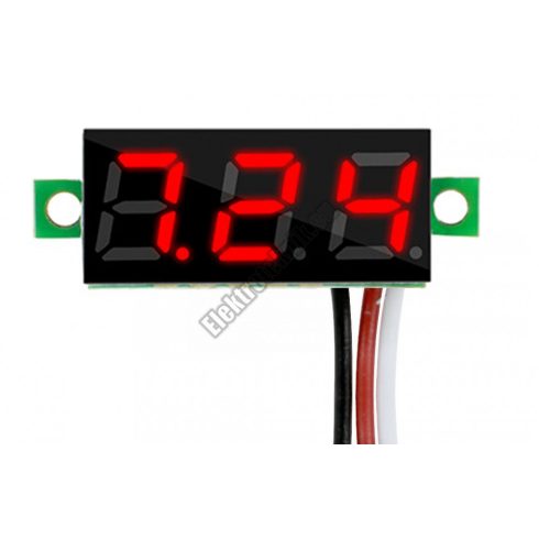 E227RD Mini digitális feszültségmérő piros 3.2-30V (3 vezetékes)
