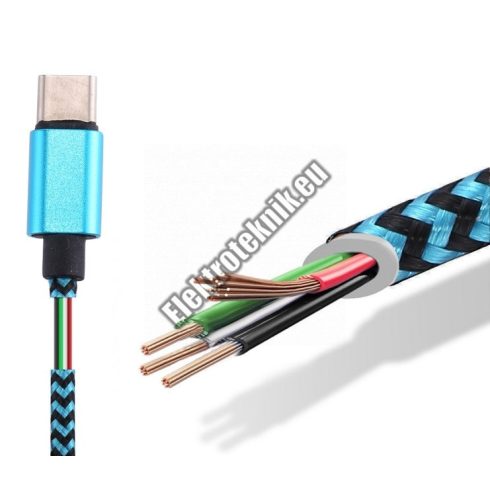 E251BL Harisnyázott USB-C kábel 