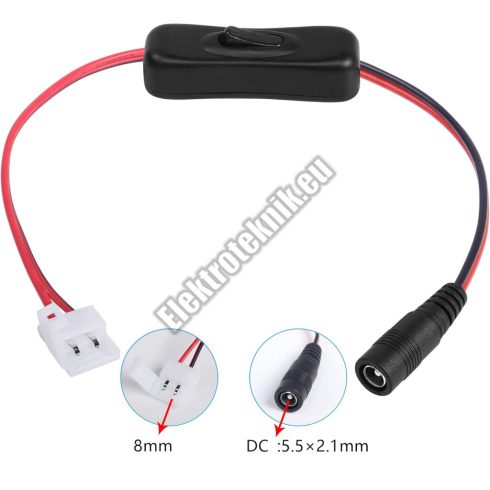 E301 DC 5,5/ 2,1 aljzattal, kapcsolóval szerelt kábel.